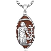 Cargari Baseball/Softball/Basketball/Soccer/Football Necklace Sterling Silver Sport Players Pendant Jewelry Gifts for Men