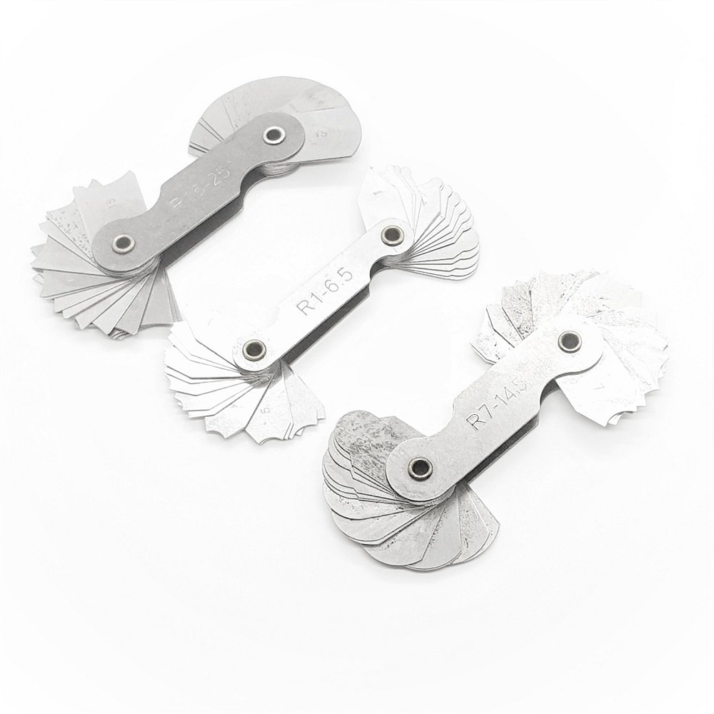 KATSU Radius Gauge Set R1-6.5/R7-14.5/ R15-25 Pack of 3 Metal Radius Fillet Gauges Portable Concave Convex Measuring Tool Engineers 40110802