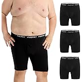INNERSY Men's Big and Tall Underwear 8.5" Inseam Long Leg Cotton Moisture Wicking Boxer Briefs 3-Pack