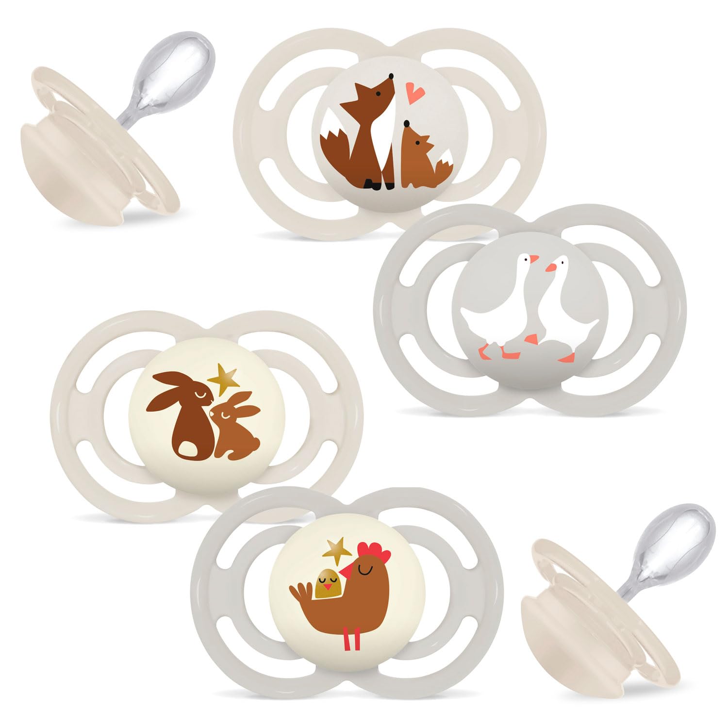 MAM Perfect Day & Perfect Night Dummy 16 Plus "Soft Colours Mix" // Set of 4 // Includes 4 Sterilised Transport Boxes