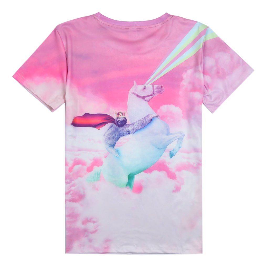 RAISEVERN Unisex Humor Sloth Reiten Flying Horse Gedruckt Hip Hop Neuheit T Shirts Top T - Shirts für Männer