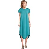 Mod-O-Doc Women's Short Sleeve Maxi Shirttail Crew Neck Dress