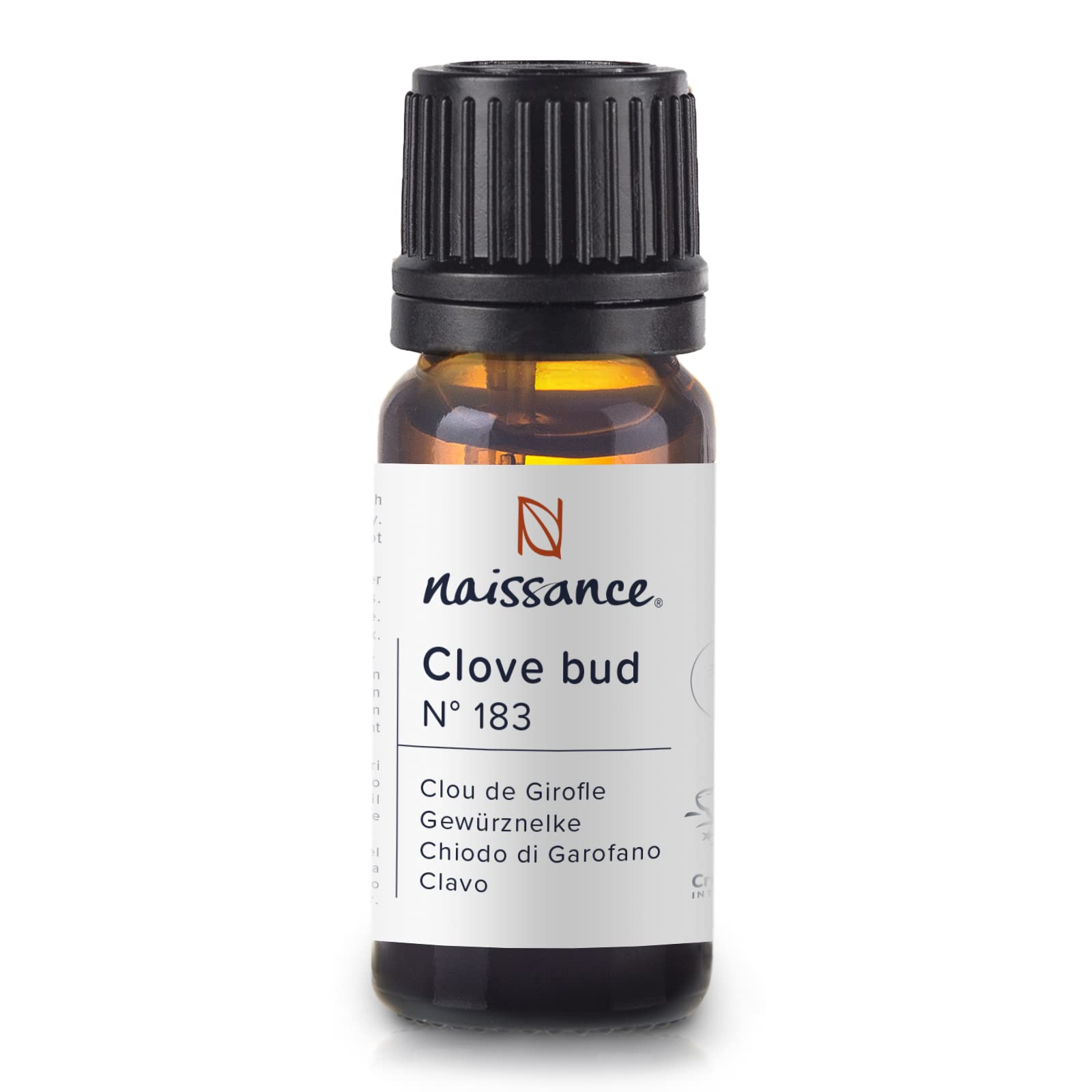 Naissance Clove Bud Essential Oil (no. 183) 10ml - Pure, Natural, Cruelty Free, Steam Distilled and Undiluted - for for Aromatherapy & Diffusers