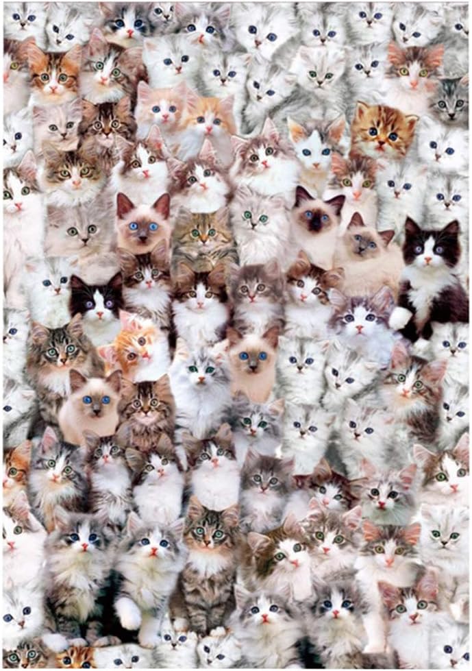 Jigsaw Puzzles 1000 Pieces for Adults Educational Fun Game Intellectual Decompressing Interesting Puzzle Cat World
