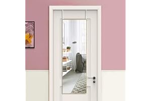 ZMYCZ Full Length Mirror, 48"x14"Over The Door Mirror, Rectangle Full Length Wall Mounted Mirrors Hanging Leaning with Aluminum Frame, Body Mirrors for Bathroom Living Room Entryway (Black)