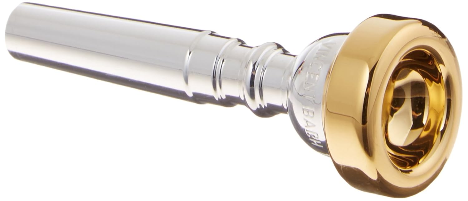 Bach 3511CGR Gold Rim Trumpet Mouthpiece, Silver Plated Body, 1C Medium Cup Musical