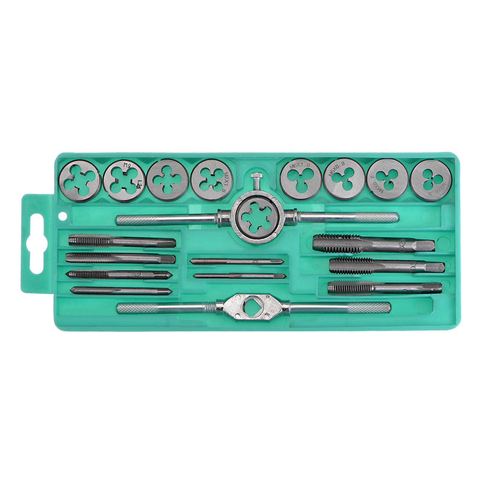 uxcell 20pcs Tap and Die Set Metric M3-M12 Tap & Die Sets Threading Tool with Wrench Handle for Threading and Rethreading External & Internal Threads
