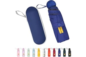 SUTEKE Travel Small Umbrella Compact for Backpack Pocket, Lightweight Mini Sun Umbrella with Case Tiny Portable Umbrella with UV Protection UPF 50+ for Women Girls