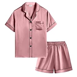 SWOMOG Kids Silky Satin Pajamas Set Girls Boys