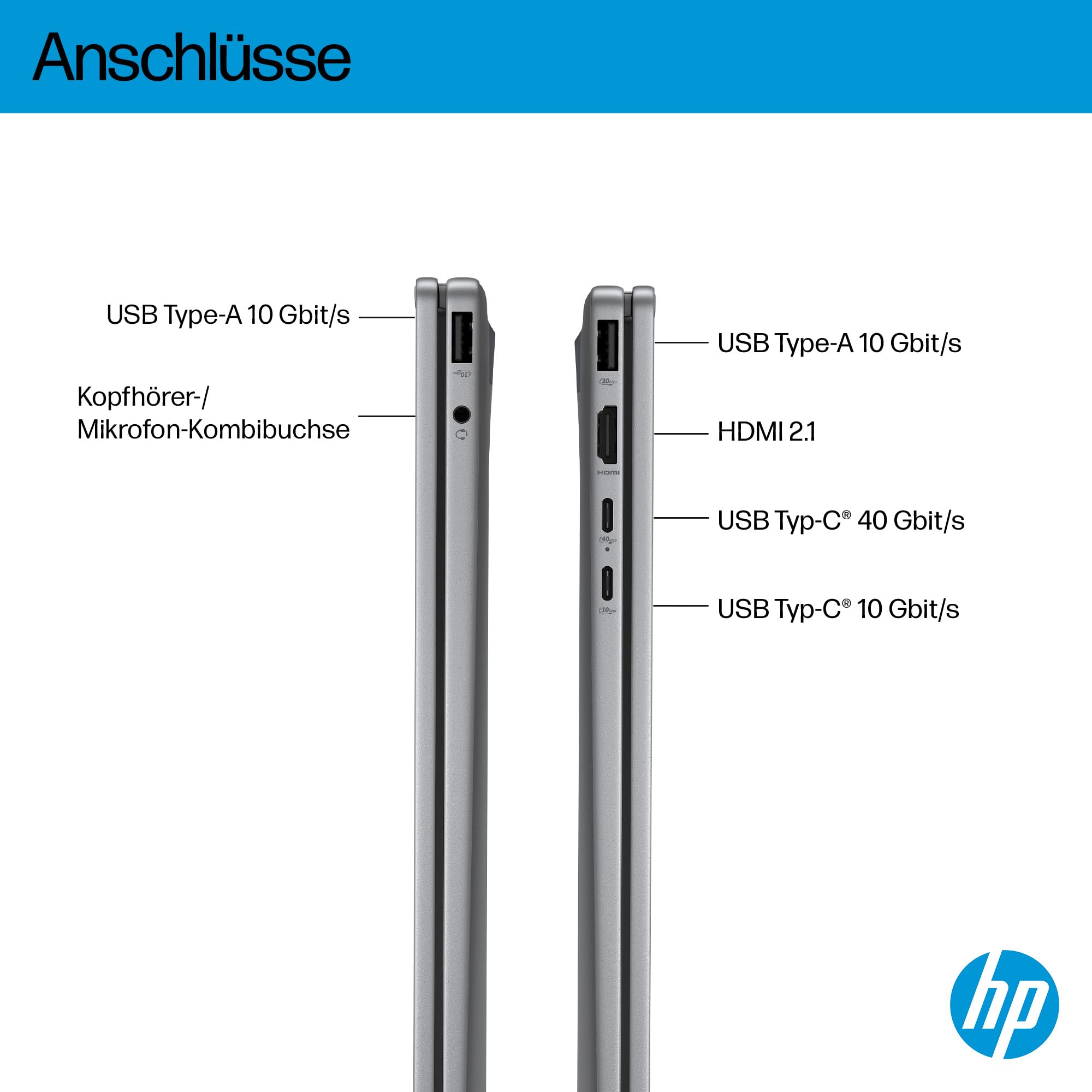 HP OmniBook X Flip 2in1 Next Gen AI Laptop | AMD Ryzen AI 5 340 (6C) | dedizierte NPU für KI | 50 NPU Tops | Copilot+ PC | 16" WUXGA 1920x1200 Touchscreen | 16GB | 512GB SSD | Win11 | QWERTZ | Silber 4