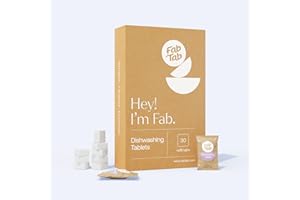 FAB TAB FabTab Dishwasher Detergent Tablets - Mild Formulation, Plant-Based with Plastic-Free Packaging, 30 Count - dishwasher cleaner