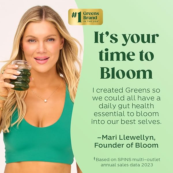 BLOOM NUTRITION SUPERFOOD GREENS POWDER, DIGESTIVE ENZYMES WITH PROBIOTICS AND PREBIOTICS, GUT HEALTH, BLOATING RELIEF FOR WOMEN, CHLORELLA, GREEN JUICE MIX WITH BEET ROOT POWDER, 30 SVG, COCONUT