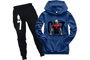 RYDLE Kids Cristiano Ronaldo Pullover Hoodie Sweatshirt and Sweatpants Set-CR7 Tracksuit 2 Piece Outfits for Boys Girls