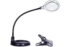 Brightech LightView Pro Flex 2 in 1 Magnifying Desk Lamp, 2.25x Light Magnifier, Adjustable Gooseneck Magnifying Glass with Light for Crafts, Reading, Close Work