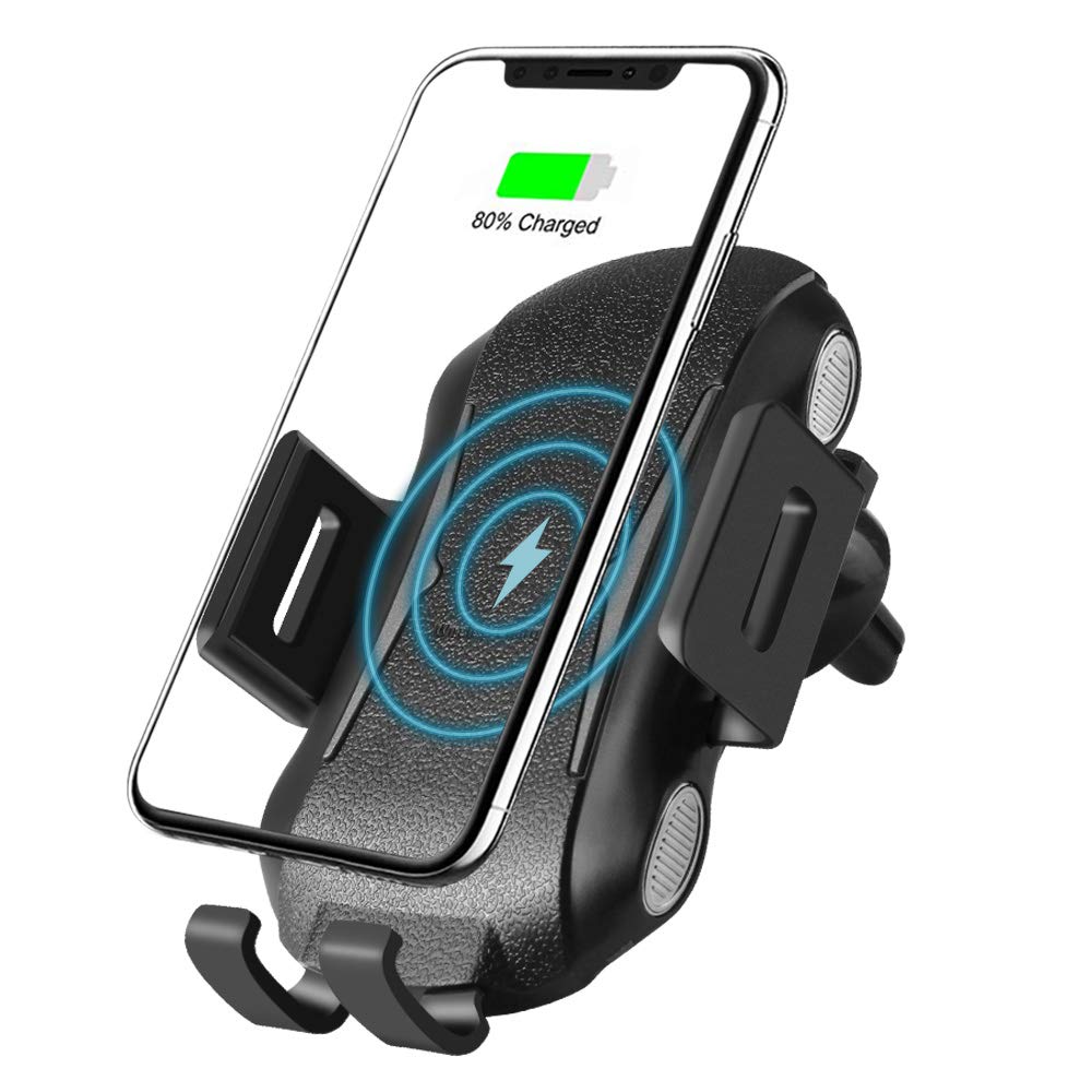 Wireless Car Charger Mount 10W Wireless QC3.0 Charger with Auto-Clamping and Smart Touch Compatible iPhone Xs/Xs Max/XR/X/ 8/8 Plus, Samsung Galaxy S10 /S10+/S9 /S9+/S8 /S8+ and Qi Enabled Devices