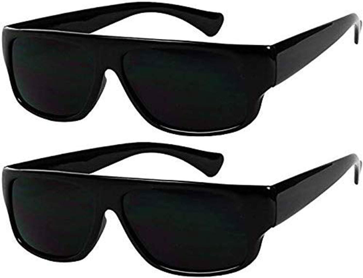 ShadyVEU Super Black Rectangular Sunglasses 100% UV Protection Dark Lens Vintage Flat Top OG Eazy E Gangster Shades