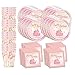 50th Pink and Gold Birthday Party Supplies Set Plates Napkins Cups Tableware Kit for 16