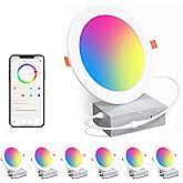 SikSog Smart Recessed Lighting 6 Inch RGBCW Color Changing 16W LED Downlight with Junction Box,1350 Lumen Recessed Ceiling Li