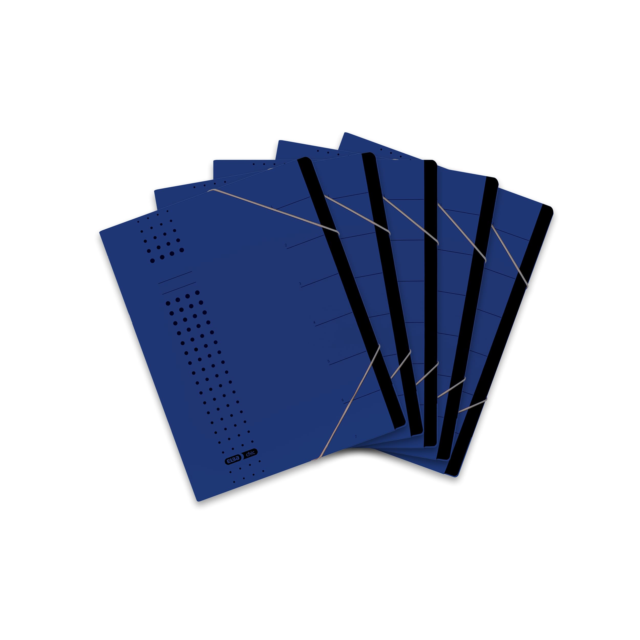 Elba Chic A4 7 Pocket File Folder Cardboard Dark Blue Pack of 5