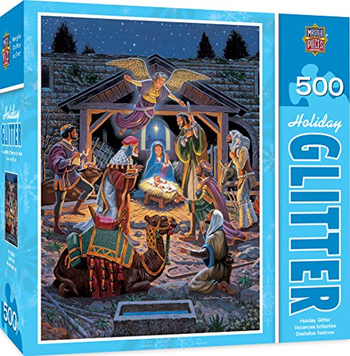 MasterPieces Holiday Glitter Holy Night - Nativity Scene 500 Piece Jigsaw Puzzle