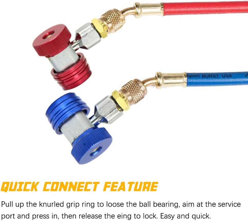 Apeixoto Adjustable R134A Adapater High Low AC Freon Mainfold Gauge Hose Conversion Kit 1/4 Inch SAE Quick Coupler Connector: Automotive