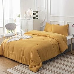 Cottonight Mustard Yellow Comforter Sets Full Dark