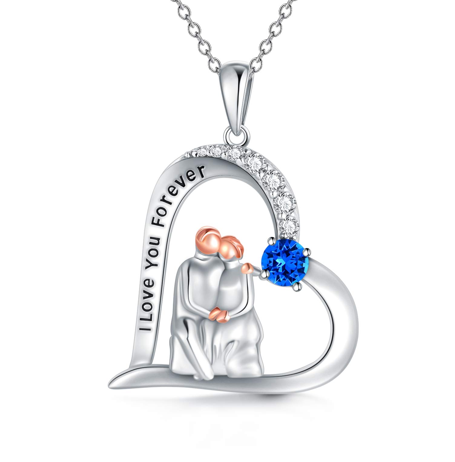 AOBOCO Wedding Anniversary Birthday Gifts for Wife Girlfriend, Sterling Silver I Love You Forever Love Heart Necklace