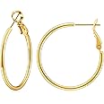 Gacimy Gold Hoop Earrings for Women 14K Gold Plated, 925 Sterling Silver Post hoops for Women