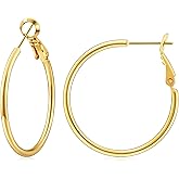 Gacimy Gold Hoop Earrings for Women 14K Gold Plated, 925 Sterling Silver Post Hypoallergenic Earrings Hoops for Women