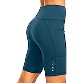 Bikewa Women's High Waisted Biker Shorts 8" Running Workout Tummy Control Bike Spandex Shorts for Women Zipper Pockets