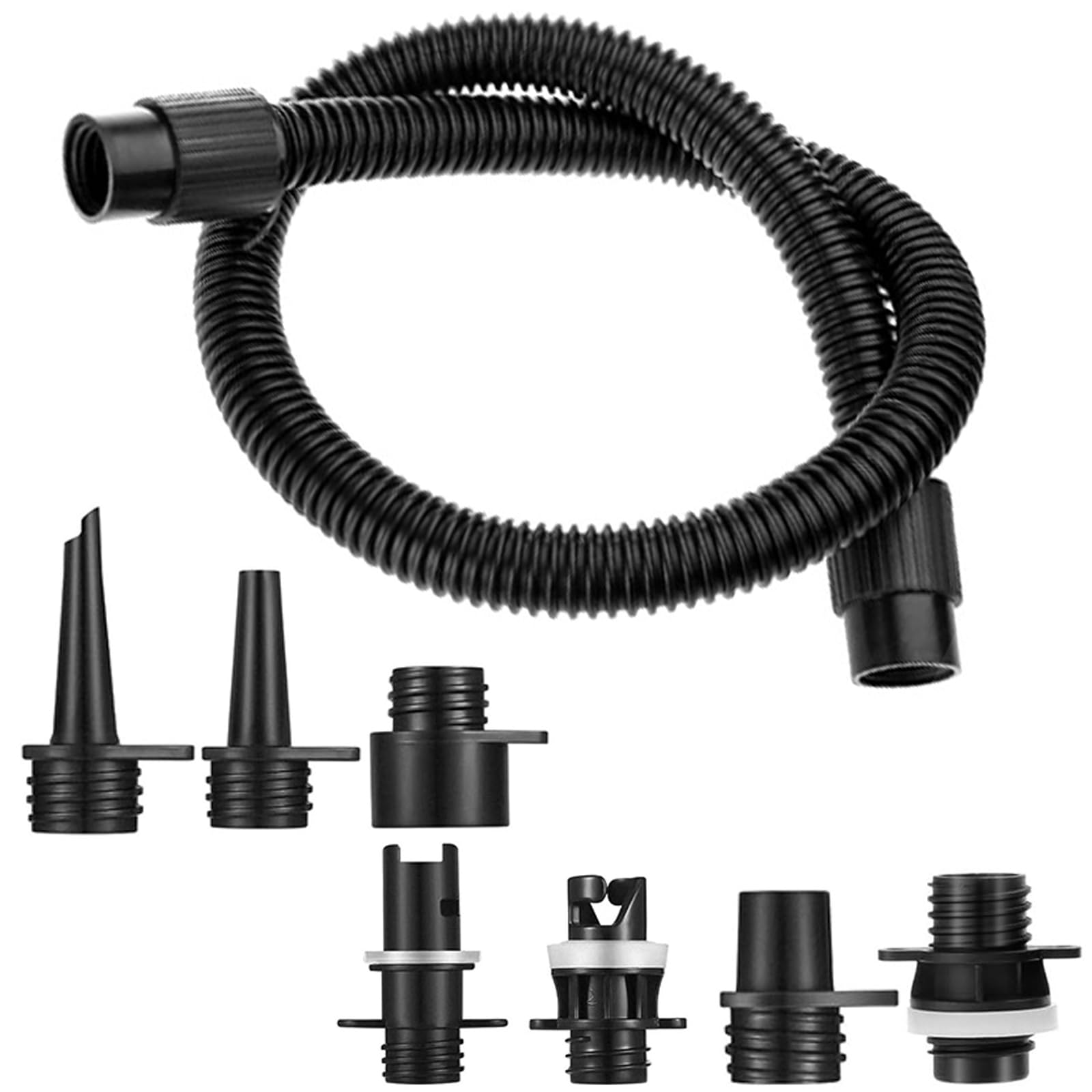 Xiciki Inflatable Boat Sup Pump Adapter & Hose Kit, 7 Nozzles, 100Cm/ 3.3ft Hose, Air Pump Replacement, Paddle Board Pump Adaptor Accessories for Kayaks Inflatable Stand Up Paddle Board/Boat/Tent