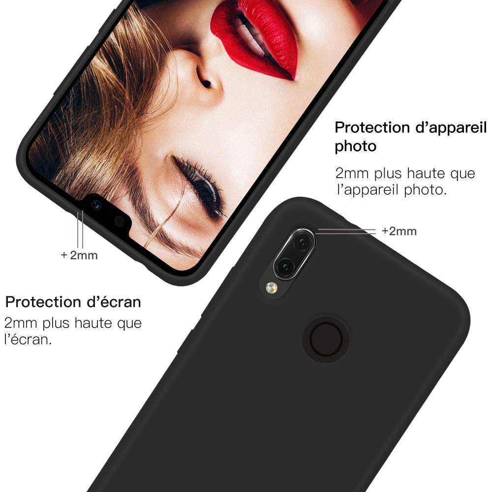 JASBON Coque pour Huawei P20 Lite Coque Silicone Gel Souple Housse Etui de Protection Anti Choc pour Huawei P20 Lite - Noir