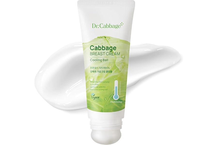 Dr.Cabbage+ Cabbage Breast Cream 3.38 Oz with Special Cooling Ball applicator | For Engorgement, Mastitis, Stop Lactation | Trusted by Korea Mother, Breastfeeding Essencial