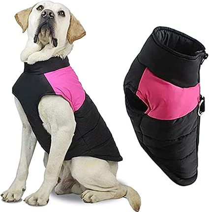 Amazon ドッグウェア 犬服 犬の服 中型犬 大型犬向け 小型犬もあり 背中開き 中綿入り 厚手 防水 防寒 ベスト ジャケット リード通し金具付き 抜け毛防止 秋 冬 S ピンク Zlyy コート ジャケット 通販