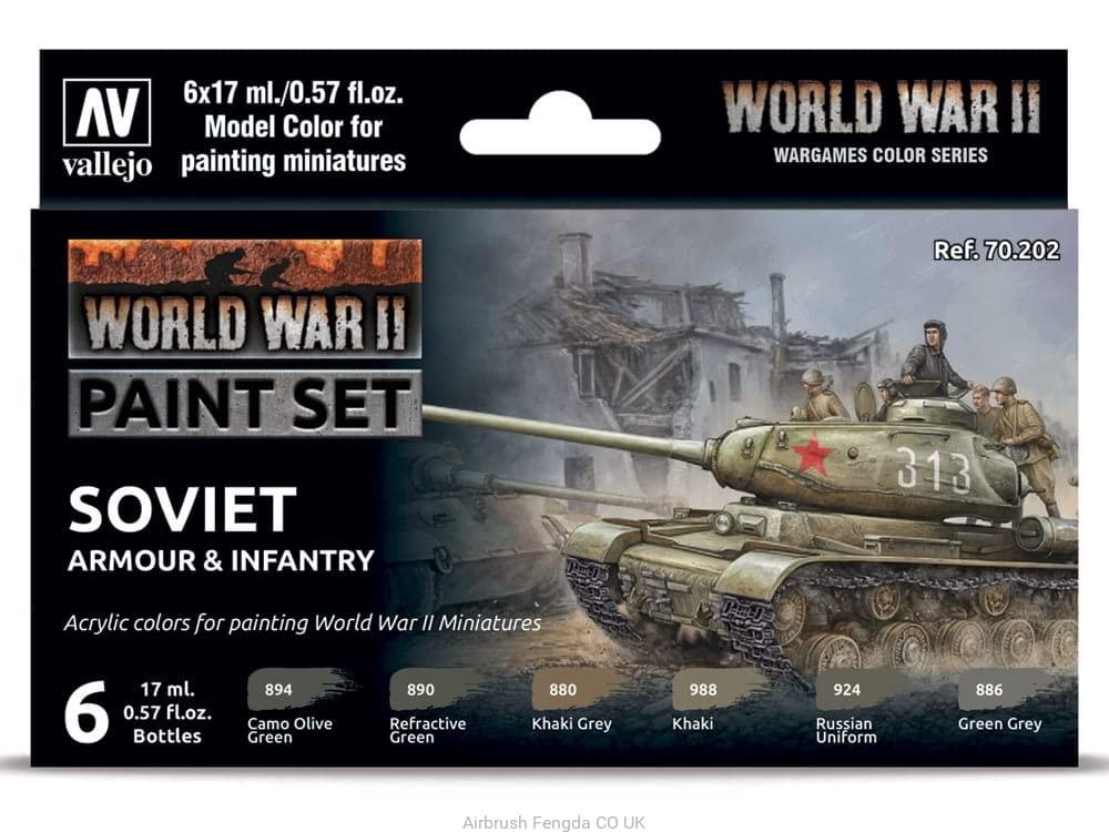 Vallejo VAL70202 Farb, Sowjetische Panzerung und Infanterie, AV Model Color Set-WWII Soviet Armour&Infantry,17 ml (Pack of 1)