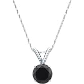 1/4 to 2 Carat Black Diamond Round Solitaire Pendant Necklace in 14k Gold with 18 Inch Chain Spring Ring 4-Prong Set cttw by Diamond Wish