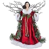 Kurt Adler 14-Inch Fabric Mache Red Angel Treetop