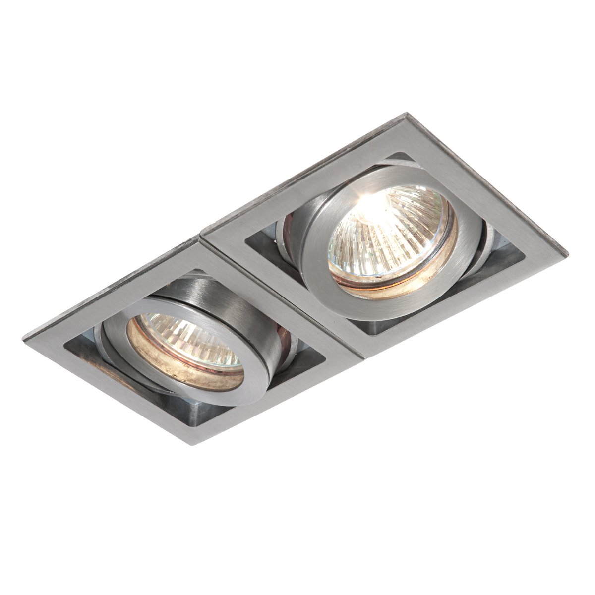Xeno 2 Way Modern GU10 Adjustable Tilt LED Compatible Mains Voltage Boxed Aluminium Recessed Downlight