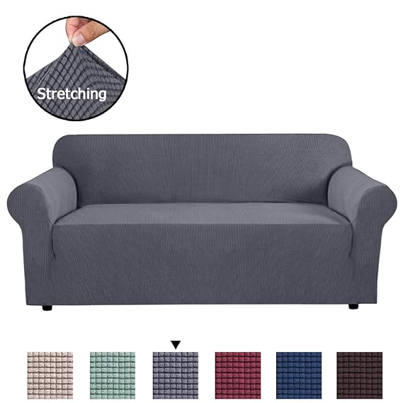 BellaHills Sofa Cover Grau Sofa Schonbezug 3-Sitzer Sofa Cover Schonbezug Easy Stretch Fit elastischer Stoff Couch Sofa Prote