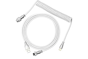 EPOMAKER Mix 1.8m Coiled Type-C to USB A TPU Mechanical Keyboard Space Cable with Detachable Aviator Connector for Gaming Key