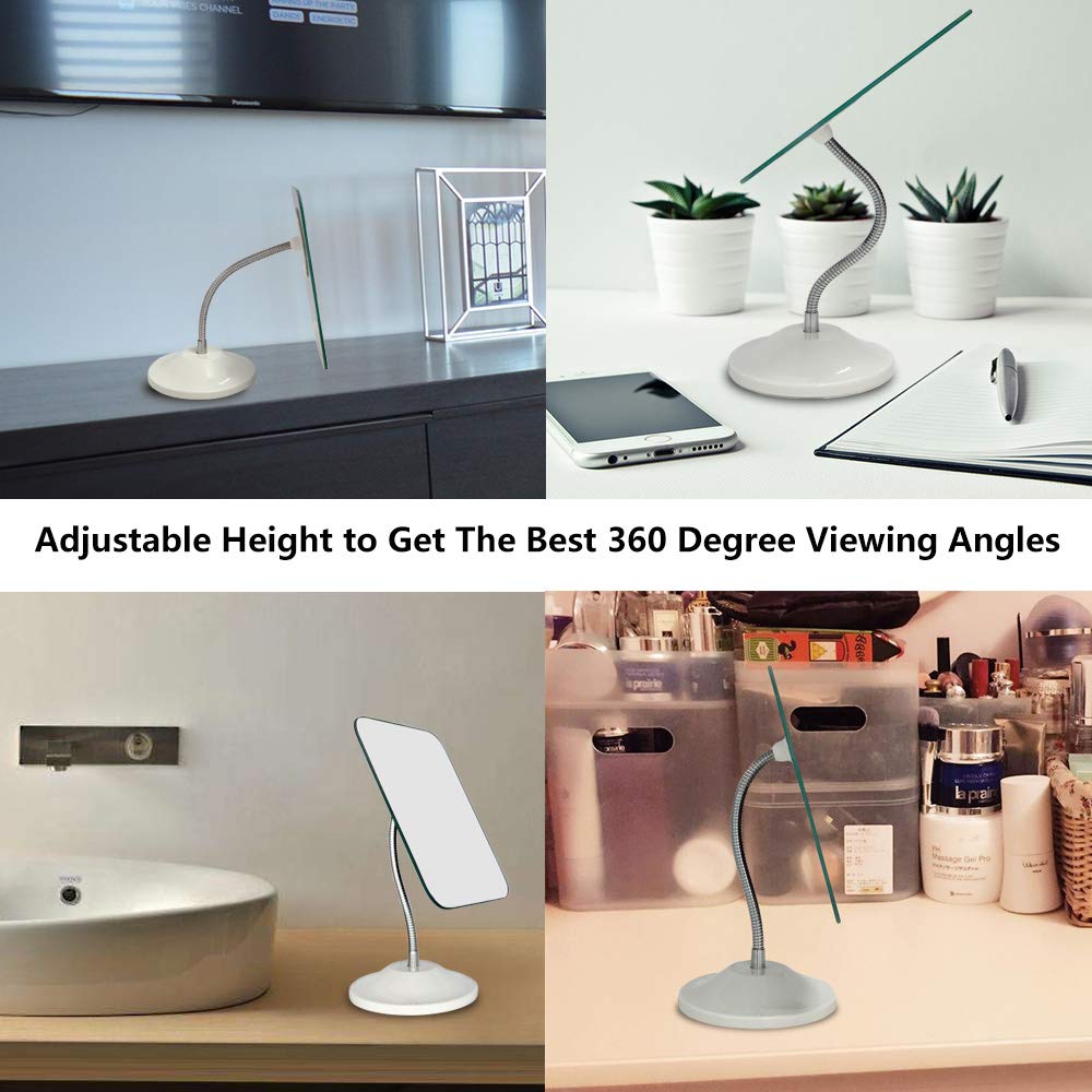 YEAKE Adjustable Flexible Gooseneck Makeup Mirror, 360°Rotation Folding Portable Desk Vanity Mirror with Stand Shower Shaving Cosmetic Mirror Square : Beauty