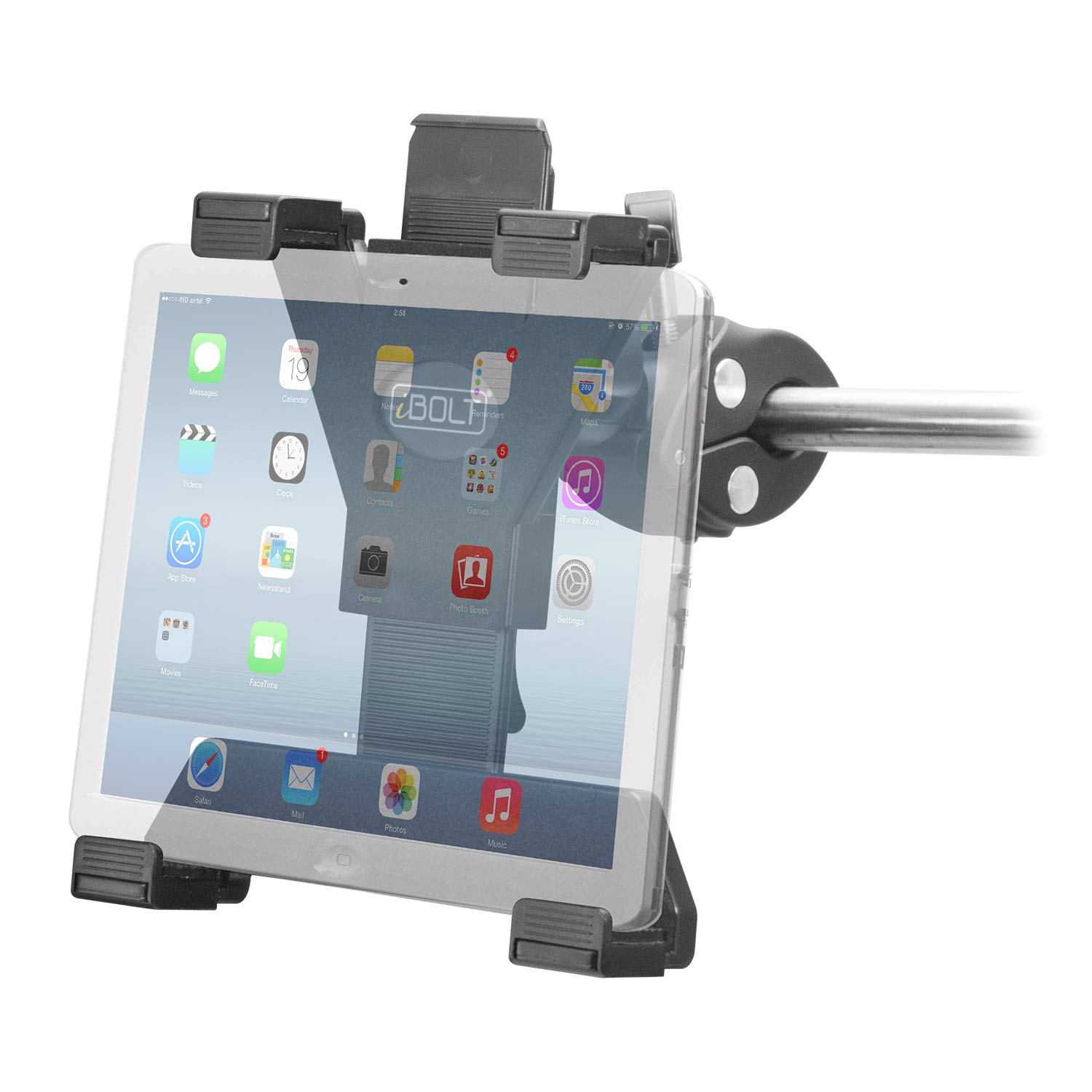 iBolt TabDock Grip- Post/Pole mount for Carts, Wheelchairs, Boats, Tripods, Gym Equipment, Strollers, Golf Carts, Tractors Etc. Fits 7-10 inch tablets and Posts 18mm-35mm in diameter