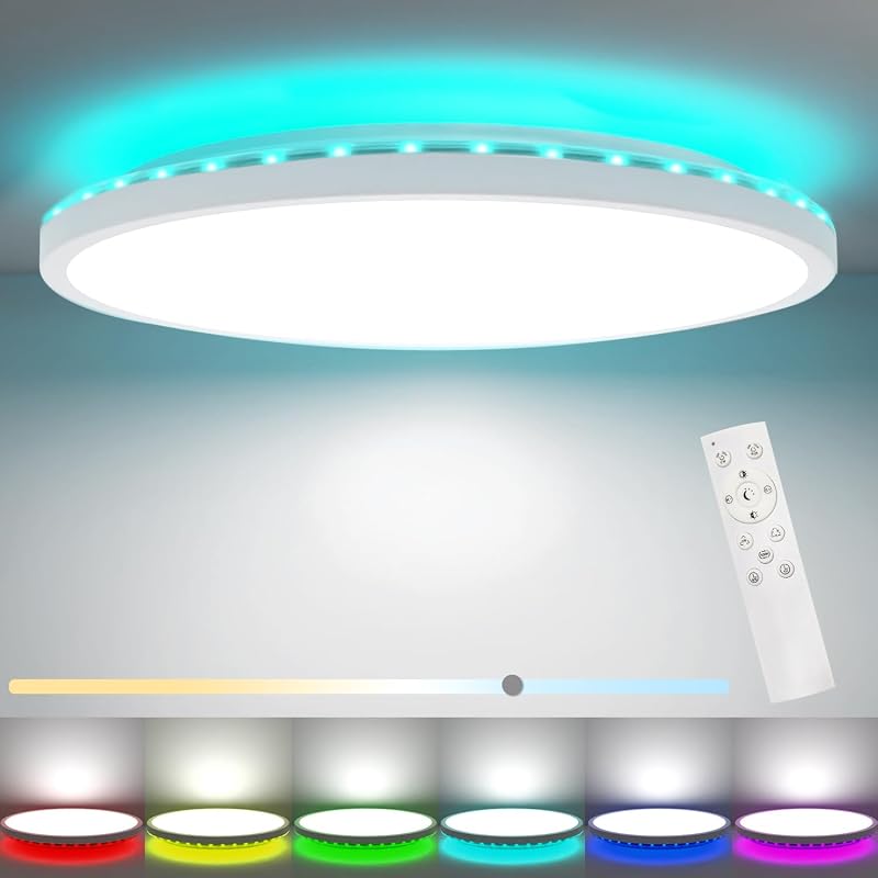 Peasur 30CM LED Ceiling Light 24W RGB Backlight Remote 3000-6500K Flush Round