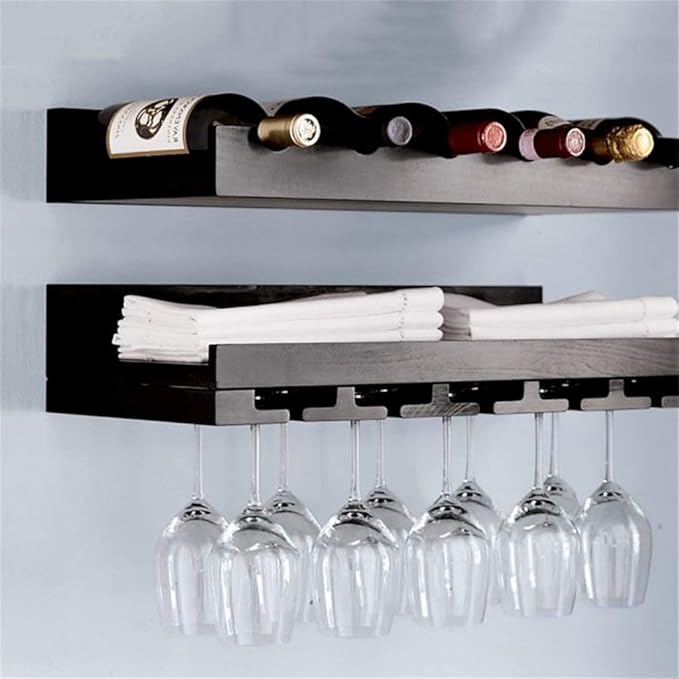 ZHTY 2 Ebenen 60 cm Wand Weinregal Naturkiefernholz Multifunktions