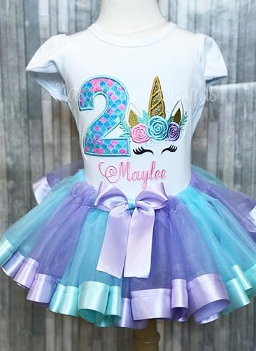 Amazon Com Unicorn Birthday Outfit Embroidered Unicorn Birthday