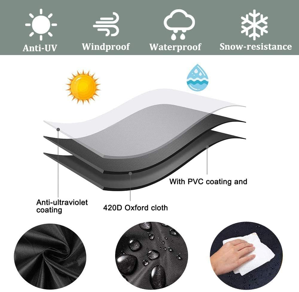 OVCRNIBI Outdoor Patio Furniture Cover Rectangular Patio Table Cover Tear-Resistant Waterproof Outdoor Furniture Set Cover 420D Heavy Duty Lawn Dining Table Chair Sofa Cover71x48x28 Inch Black : Garden & Outdoor