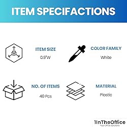 1InTheOffice Cubicle Clips, White, 40/Pack