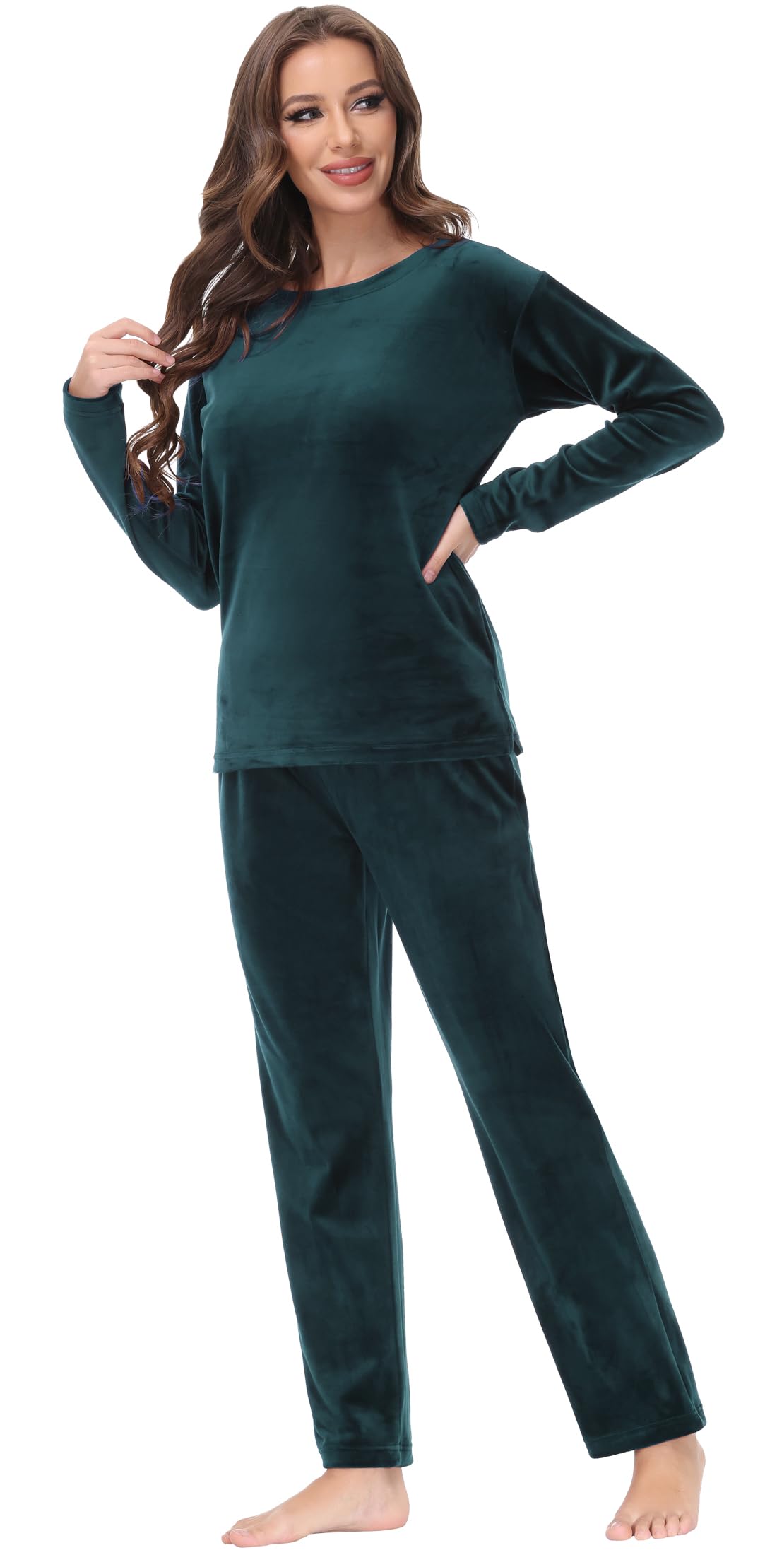 COZZIPLUS Women Velour Sweatsuits Sets Lounge Set 2 Piece Sweatsuit ...