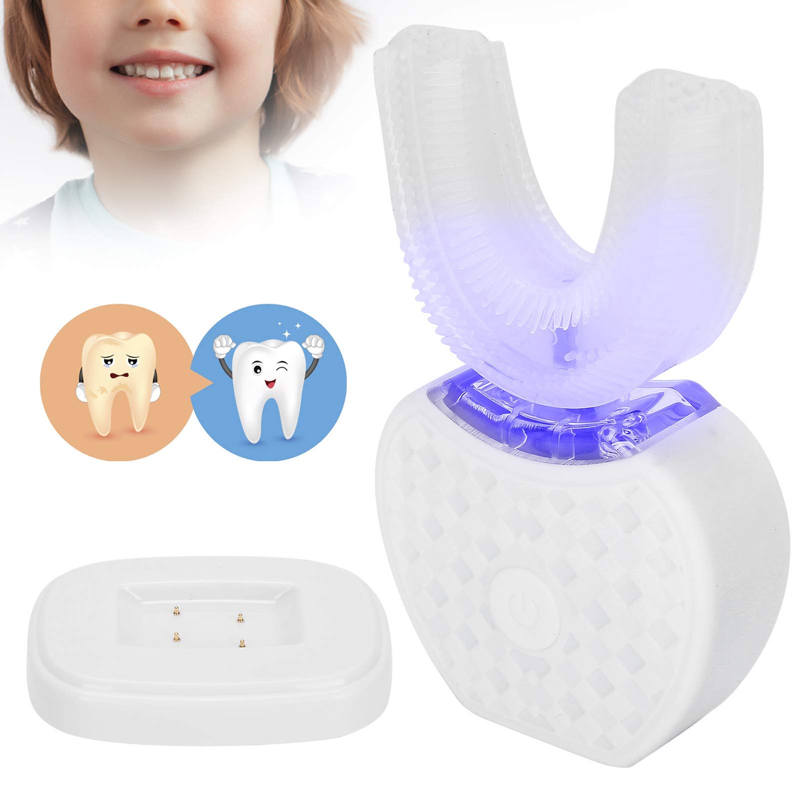 Ultrasonic Toothbrush, 360 Degree U-Shaped Electric Toothbrush, Sonic Electric Toothbrush Mouthpiece with 360 ° bristles for Cleaning Teeth, U-Shaped Automatic Toothbrush