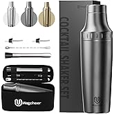 Magcheer Hybrid Cocktail Shaker Set | Vacuum Insulated Stainless Steel Martini Shaker with Strainer & Jigger Lid | Travel cocktail kit with Bartender Accessory Tools | 30oz | Gunmetal Gray
